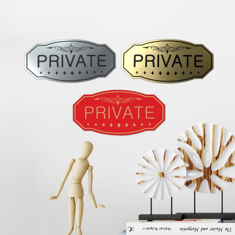 All Quality Victorian Private Wall or Door Sign - Durable Material (Black) - Medium 4" x 8" (1 Pack) - Image 4